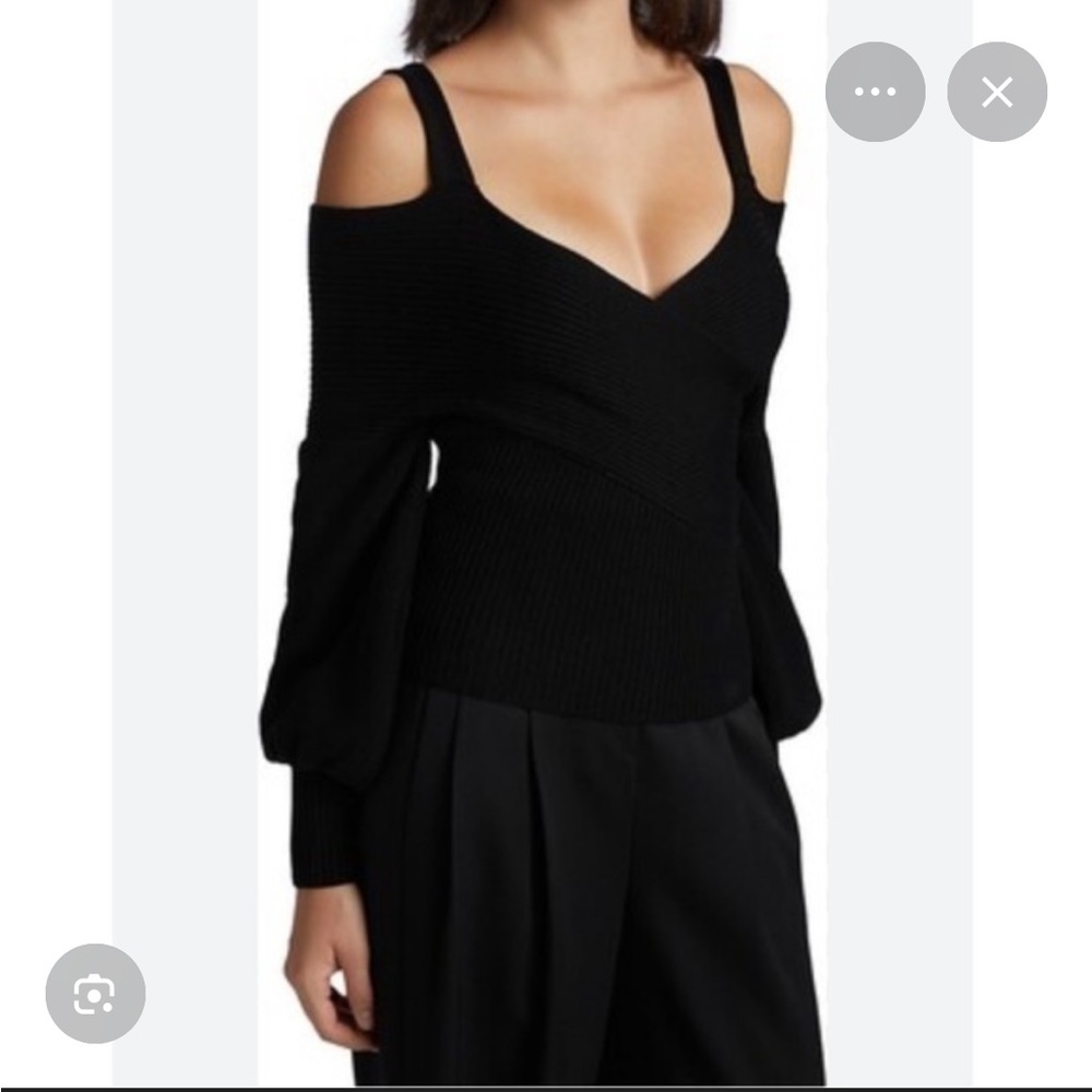 Amur Violetta Cold Shoulder Off the Shoulder Wool Sweater Black Size XS